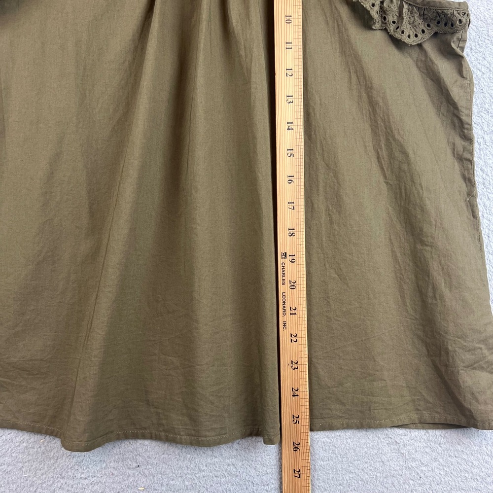 Boden Olive Green Eyelet Ruffle High Neck Sleeveless Cotton Blouse Top - Picture 7 of 12